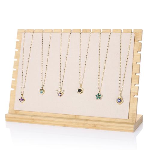 Bamboo Necklace Display, with PU Leather & Velveteen, Rectangle, more colors for choice, 320x210x95mm, Sold By PC