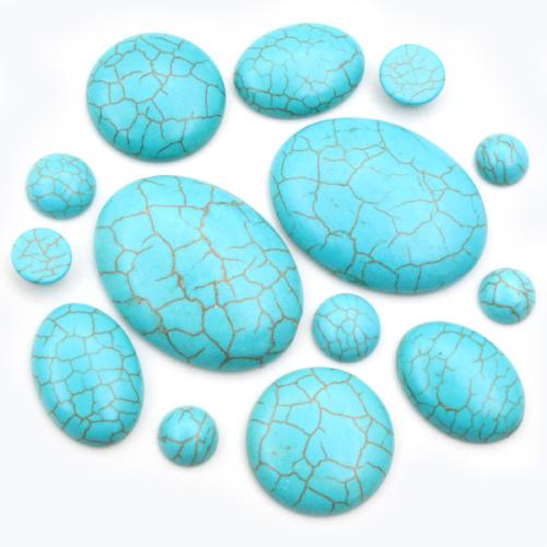 Turquoise flat back cabochon, Different Shape for Choice & DIY, blue, Approx 100PCs/Bag, Sold By Bag