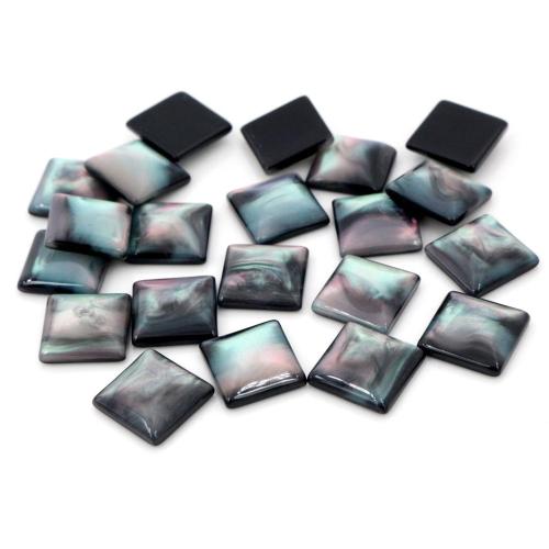 Resin flat back cabochon,  Square, DIY, black, 12mm, Approx 100PCs/Bag, Sold By Bag