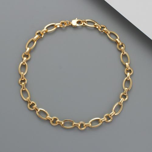 Brass Necklace, gold color plated, for woman, nickel, lead & cadmium free, Length:44 cm, Sold By PC