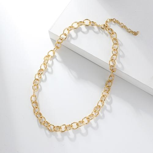 Brass Necklace, gold color plated, for woman, nickel, lead & cadmium free, Length:44 cm, Sold By PC