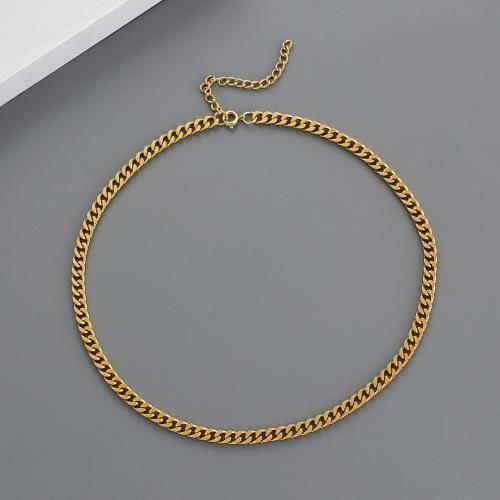 Brass Necklace, gold color plated, for woman, nickel, lead & cadmium free, Length:44 cm, Sold By PC