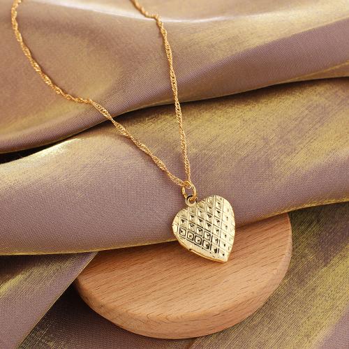 Fashion Locket Necklace, Brass, Heart, plated, can open and put into something & for woman, more colors for choice, nickel, lead & cadmium free, Length:45 cm, Sold By PC