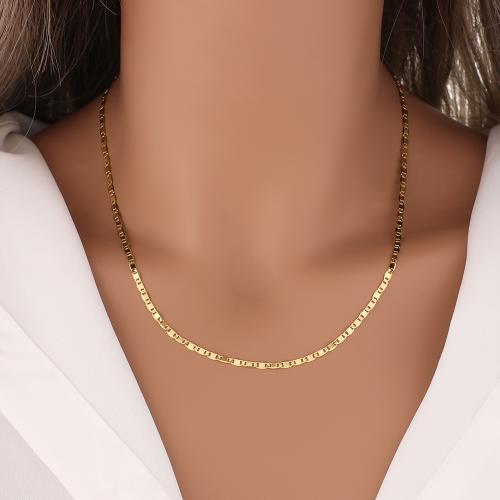 Brass Necklace, gold color plated, for woman, nickel, lead & cadmium free, Length:43 cm, Sold By PC