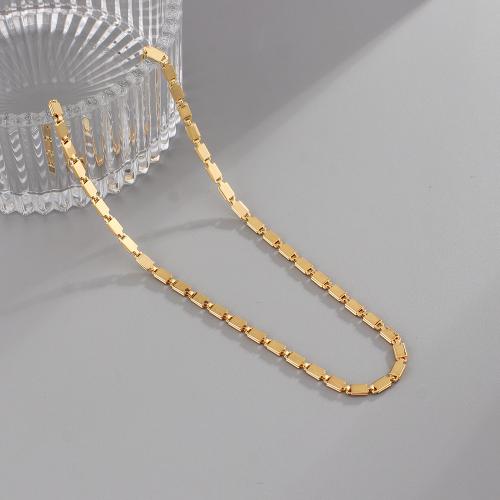 Brass Necklace, gold color plated, for woman, nickel, lead & cadmium free, Length:43.5 cm, Sold By PC