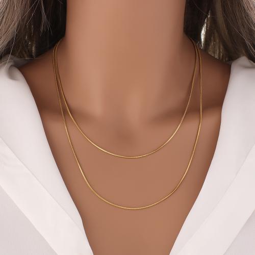 Brass Necklace, gold color plated, Double Layer & for woman, nickel, lead & cadmium free, Sold By PC