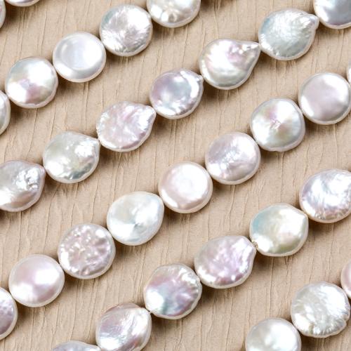 Cultured Coin Freshwater Pearl Beads, DIY, white, about:14-15mm, Sold Per Approx 38-40 cm Strand