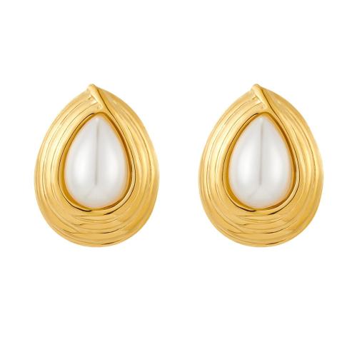 Pendientes de Acero Inoxidable, acero inoxidable 304, con Piedra natural, 18K chapado en oro, Joyería & diferentes materiales para la opción & para mujer, más colores para la opción, Vendido por Par