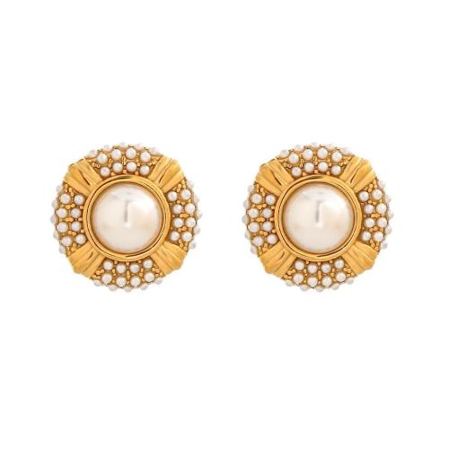 Boucle d'oreille de gaujon en acier inoxydable, Acier inoxydable 304, avec perle de plastique, Placage, bijoux de mode & pour femme, plus de couleurs à choisir, Vendu par paire