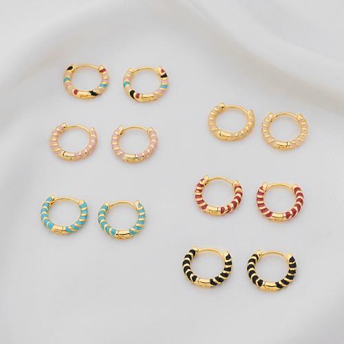 Laiton Leverback boucle d'oreille, Plaqué or 18K, bijoux de mode & pour femme & émail, plus de couleurs à choisir, Vendu par paire