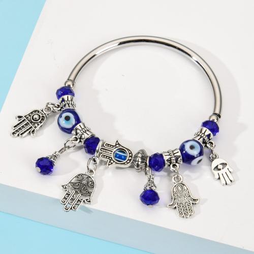 Evil Eye Jewelry Bracelet, Tibetan Style, with Crystal & Lampwork, handmade, fashion jewelry & different styles for choice & for woman, Sold By PC