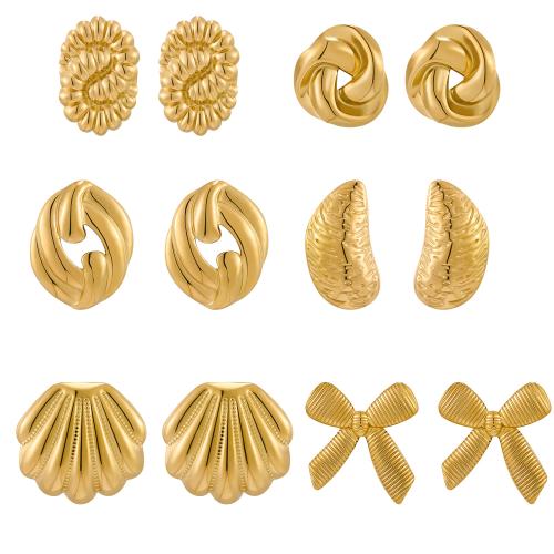 Pendientes de Acero Inoxidable, acero inoxidable 304, 18K chapado en oro, Joyería & diferentes estilos para la opción & para mujer, Vendido por Par