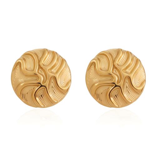 Stainless Steel Stud Earrings, 304 Stainless Steel, plated, fashion jewelry & for woman, golden, Sold By Pair