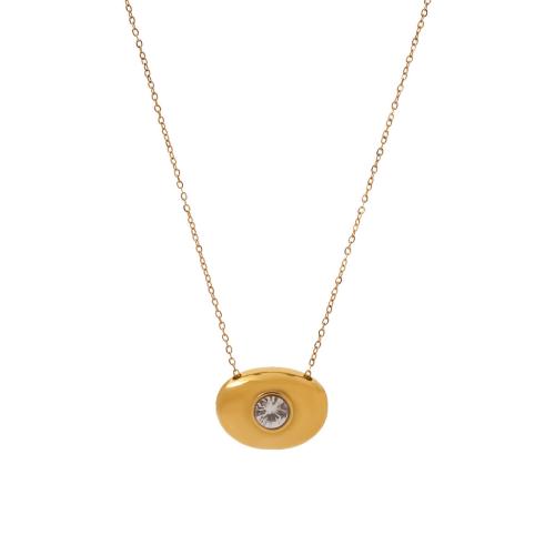 Collier de bijoux en acier inoxydable, Acier inoxydable 304, avec 5cm chaînes de rallonge, Placage, bijoux de mode & pour femme & avec strass, doré, Longueur:45 cm, Vendu par PC