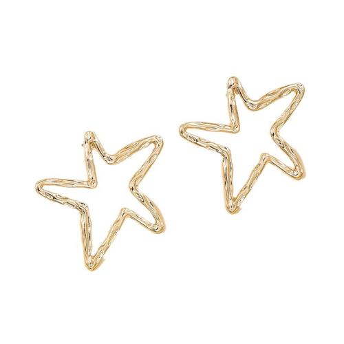 Tibetan Style Stud Earring, Star, plated, for woman, gold, Sold By Pair