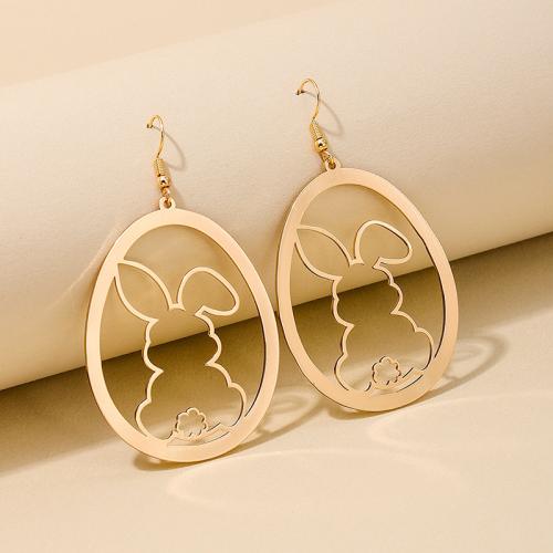 Boucles d'oreilles en alliage de zinc, lapin, Placage, pour femme, Or, Vendu par paire