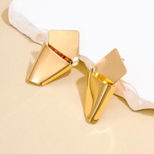 Tibetan Style Stud Earring, plated, for woman, golden, Sold By Pair