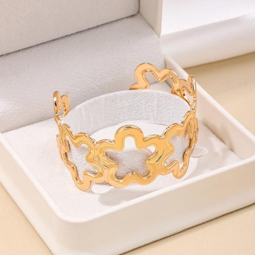 Tibetan Style Bangle, petals, plated, for woman, gold, Sold By PC