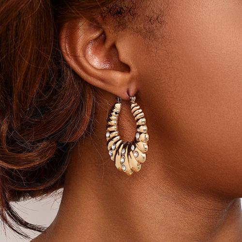 Tibetan Style Drop Earrings, plated, micro pave cubic zirconia & for woman, gold, Sold By Pair