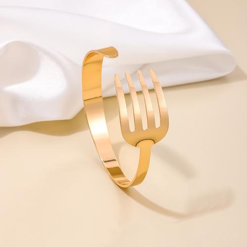 Brazalete de Aleación de Zinc, Tenedor, chapado, para mujer, dorado, Vendido por UD