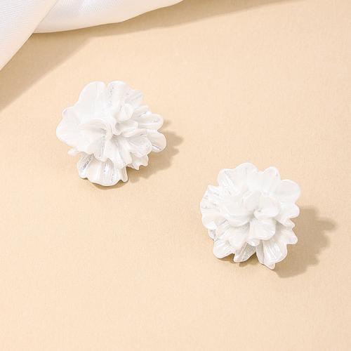 Acrylic Jewelry Earring, petals, plated, for woman, white, Sold By Pair