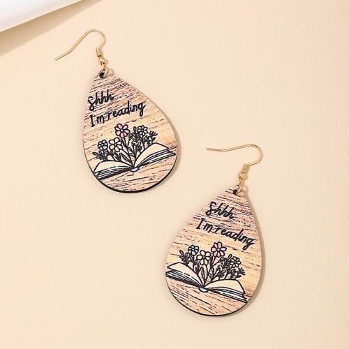 Tibetan Style Drop Earrings, with Wood, plated, different styles for choice & for woman, more colors for choice, Sold By Pair