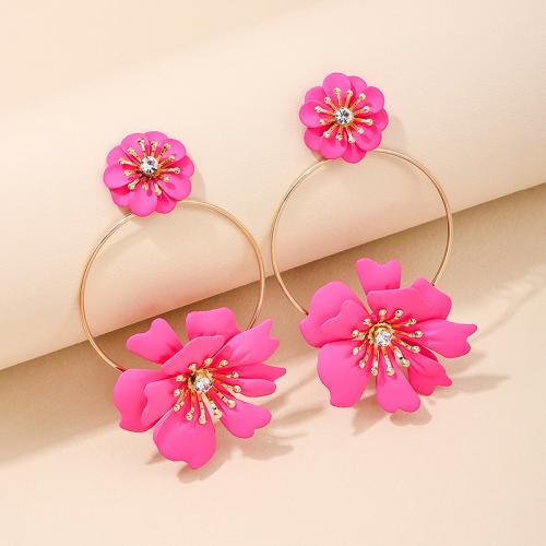 Tibetan Style Stud Earring, petals, plated, for woman & with rhinestone, gold, Sold By Pair