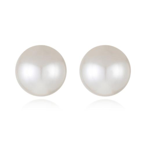 Brass Stud Earring, with Plastic Pearl, plated, fashion jewelry & different size for choice & for woman, more colors for choice, Sold By Pair