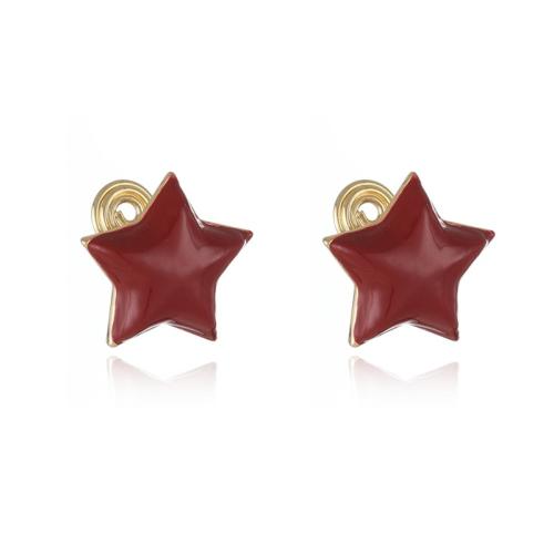 Brass Earring Clip, plated, different styles for choice & for woman & enamel, golden, Sold By Pair