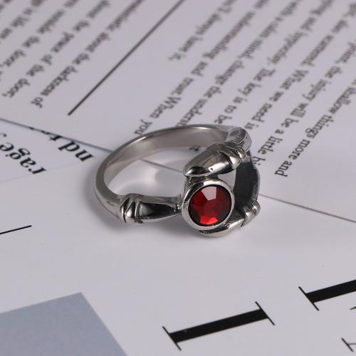 Rhinestone Stainless Steel Finger Ring, 304 Stainless Steel, Vacuum Ion Plating, different size for choice & for man & with rhinestone, more colors for choice, Sold By PC