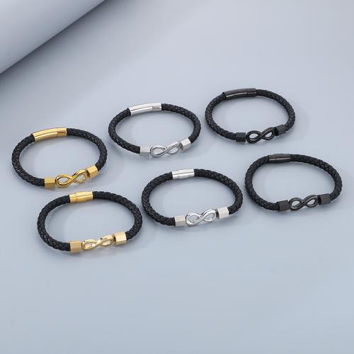 PU Leather Cord Bracelets, Vacuum Ion Plating, different styles for choice & for man, more colors for choice, Sold By PC