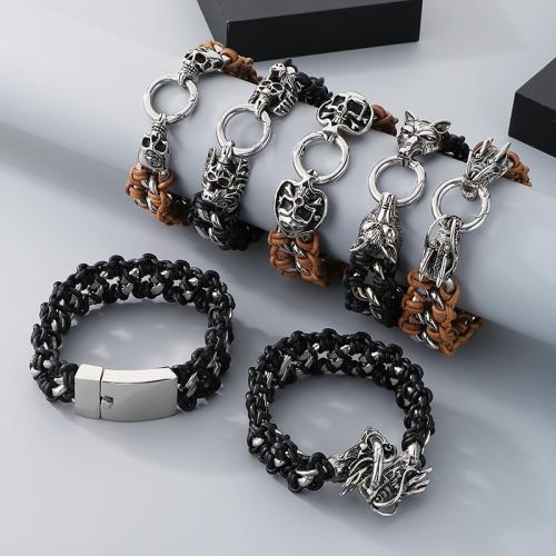 Bracelets cordon PU, cuir PU, styles différents pour le choix & pour homme, plus de couleurs à choisir, Vendu par PC