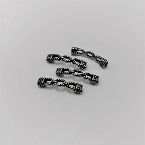 Stainless Steel Leather Cord Clasp, 304 Stainless Steel, polished, DIY, 8x3mm, Sold By PC