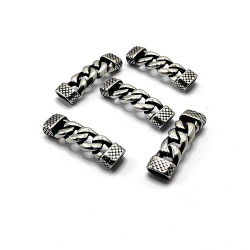 Stainless Steel Leather Cord Clasp, 304 Stainless Steel, Vacuum Ion Plating, DIY, 8x4mm, Sold By PC