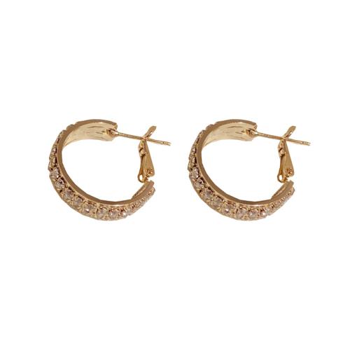 laiton boucle d oreille dormeuse, Placage de couleur d'or, pour femme & avec strass, 8x19mm, Vendu par paire