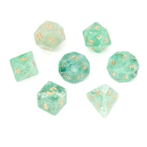 Dice for games, Green Fluorite, Geometrical Pattern, Carved, different styles for choice, Sold By PC