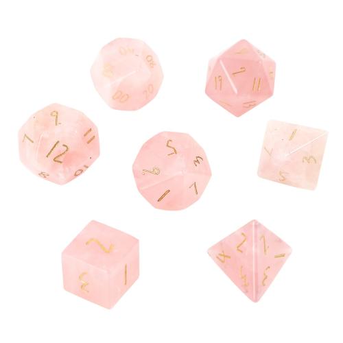 Dice for games, Rose Quartz, Geometrical Pattern, Carved, different styles for choice, Sold By PC