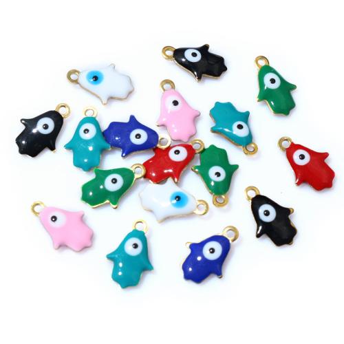 Evil Eye Pendants, 304 Stainless Steel, Hand, Vacuum Ion Plating, DIY & enamel, more colors for choice, 13x9mm, Approx 100PCs/Bag, Sold By Bag