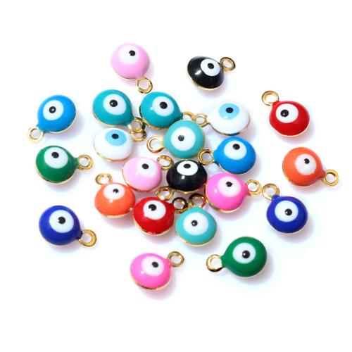 Evil Eye Pendants, 304 Stainless Steel, Vacuum Ion Plating, DIY & evil eye pattern & enamel, more colors for choice, 8.50x6mm, Approx 100PCs/Bag, Sold By Bag