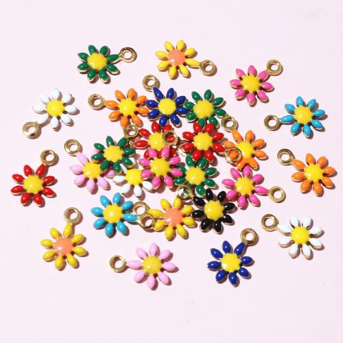 Stainless Steel Flower Pendant, 304 Stainless Steel, Vacuum Ion Plating, DIY & enamel, more colors for choice, 10x7mm, Approx 100PCs/Bag, Sold By Bag