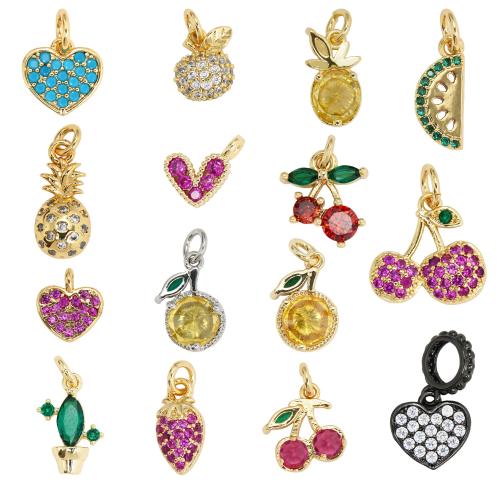 Cubic Zirconia Micro Pave Brass Pendant, plated, Different Shape for Choice & DIY & micro pave cubic zirconia, more colors for choice, nickel, lead & cadmium free, Sold By PC