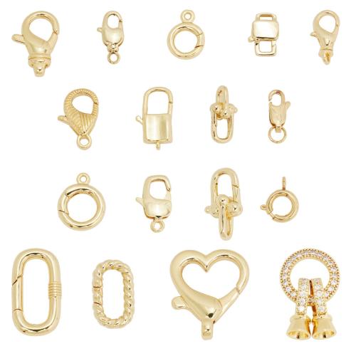 Brass Lobster Clasp, gold color plated, DIY & different size for choice & micro pave cubic zirconia, more colors for choice, nickel, lead & cadmium free, Sold By PC