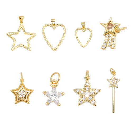 Cubic Zirconia Micro Pave Brass Pendant, gold color plated, DIY & different size for choice & micro pave cubic zirconia, more colors for choice, nickel, lead & cadmium free, Sold By PC