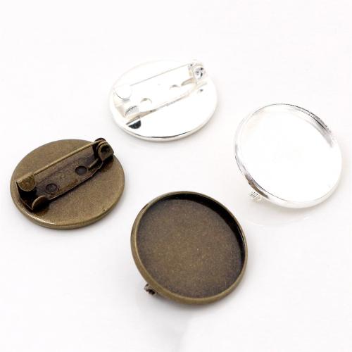 Zinklegierung Brosche Zubehör, flache Runde, plattiert, DIY, keine, frei von Nickel, Blei & Kadmium, inside diameter:20mm, ca. 100PCs/Tasche, verkauft von Tasche