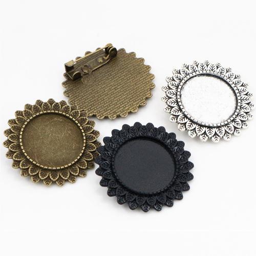 Tibetan Style Brooch Finding, Flower, plated, DIY, more colors for choice, nickel, lead & cadmium free, inside diameter:20mm, Approx 100PCs/Bag, Sold By Bag