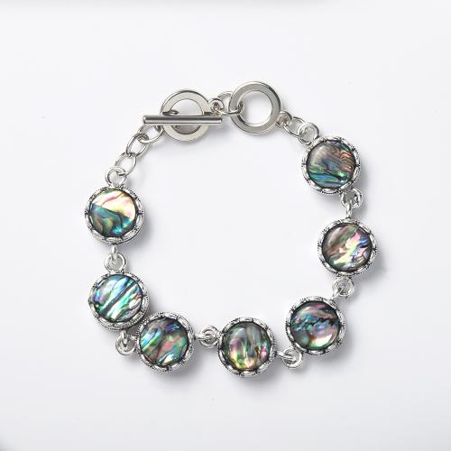 Bracelet bijoux coquillage, alliage de zinc, avec coquille d'ormeau, unisexe, couleurs mélangées, Longueur:23.3 cm, Vendu par PC