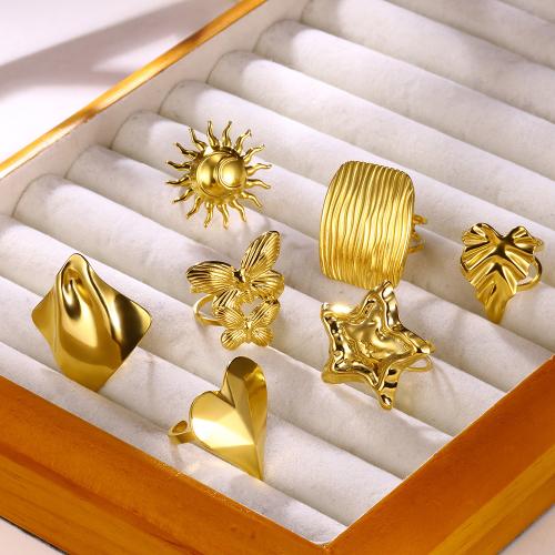 Stainless Steel Finger Ring, 304 Stainless Steel, gold color plated, different styles for choice & for woman, more colors for choice, Sold By PC