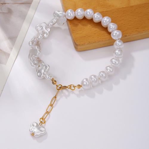 Plastic Bracelet, Plastic Pearl, gold color plated, different styles for choice & for woman, more colors for choice, Sold By PC