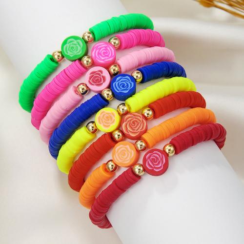 Fashion Bracelet & Bangle Jewelry, Polymer Clay, with Elastomer, 8 pieces & for woman, mixed colors, Sold By Set