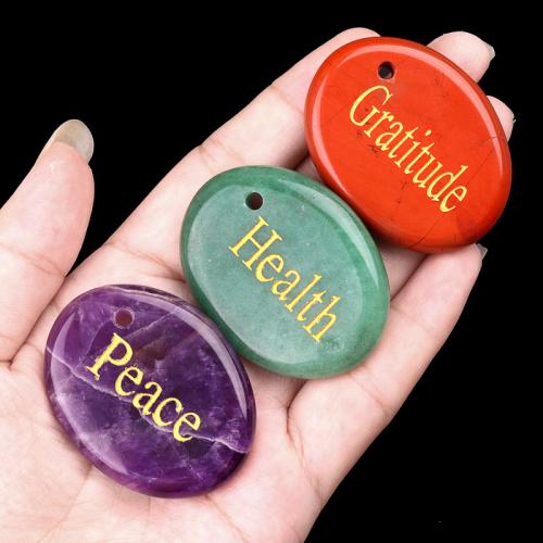 Gemstone Pendants Jewelry, Natural Stone, Oval, DIY & different materials for choice, more colors for choice, Sold By PC